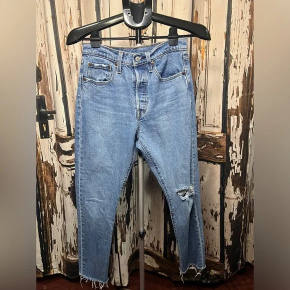 Levi's 501 Skinny Blue Denim Jeans - Picture 1 of 9